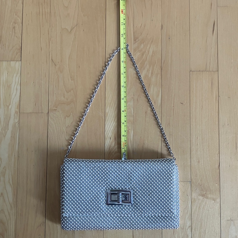 Silver beaded clutch with chain strap Browns prom bridal wedding - Picture 10 of 12